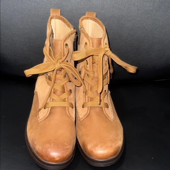 UGG Shoes - UGG Tan Combat Moto Boots‎ with Lace-Up Design 9.5